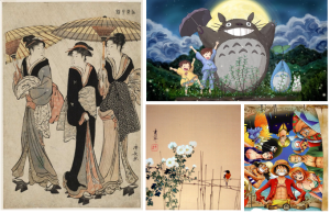 Different artworks of Japan. 日本のいろいろなけいじゅつ作品